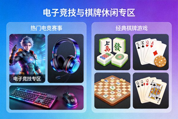 电子竞技与棋牌休闲专区内容展示界面
