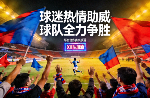 足球场内球迷挥舞旗帜为球队助威的热烈场景 - 平台合作新闻配图