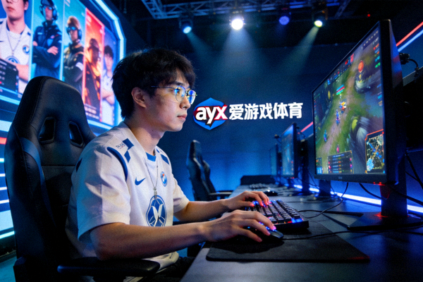 电子竞技选手在比赛场馆中专注操作的画面，ayx爱游戏体育电竞资讯配图