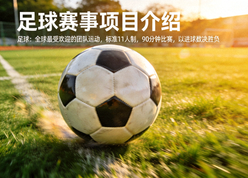 足球在绿茵场上滚动的特写，足球赛事项目介绍配图